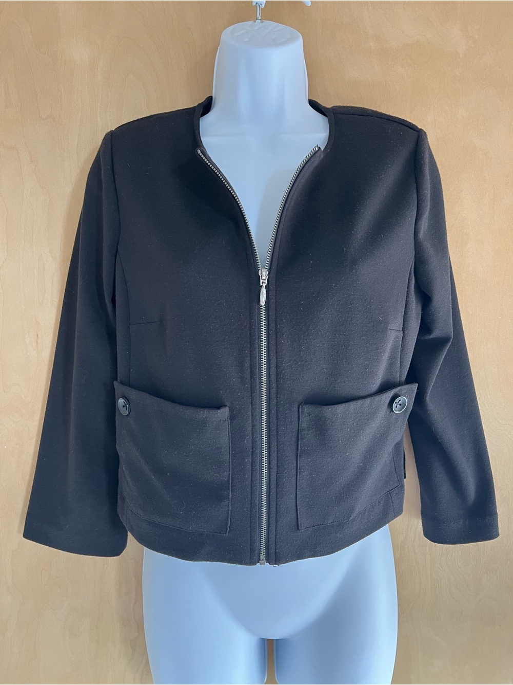 Laundry By Shelli Segal Black Zip-Front Blazer Jacket